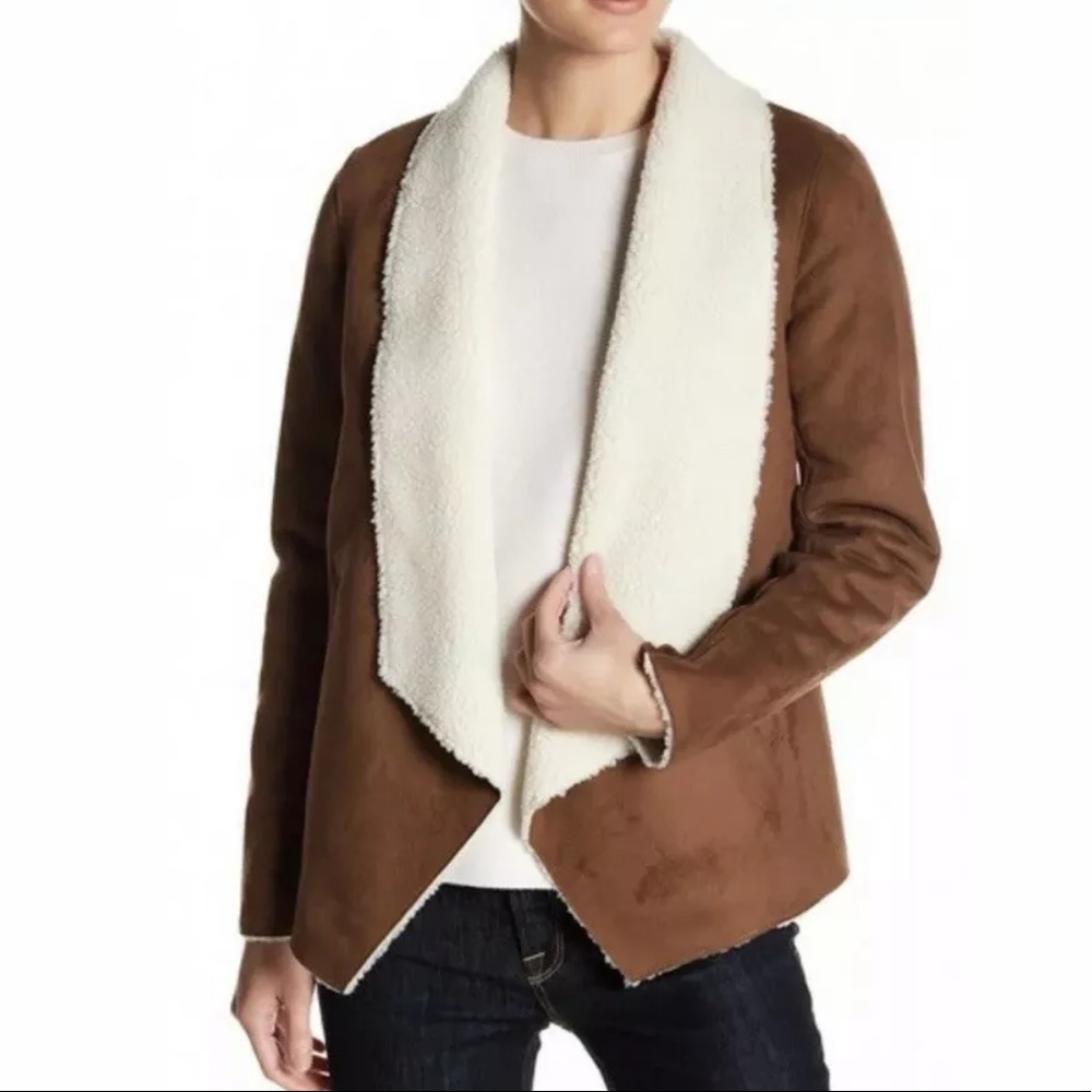 The Kooples Sherpa Suede Leather Brown Jacket S